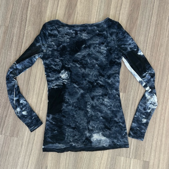 Vintage Vivienne Tam Blue and Purple waterfall Mesh Top - Picture 2 of 7